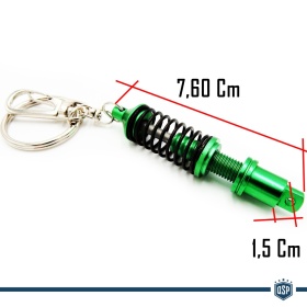 Llavero Coche Movimiento real Resorte de Amortiguador Verde en metal IDEA REGALO