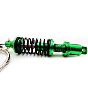 Llavero Coche Movimiento real Resorte de Amortiguador Verde en metal IDEA REGALO