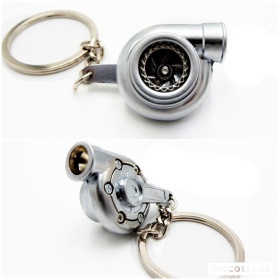 Llavero Coche Movimiento real TURBINA A HELICE Plata en metal IDEA REGALO