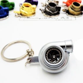 Llavero Coche Movimiento real TURBINA A HELICE Plata en metal IDEA REGALO