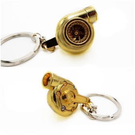 Llavero Coche Movimiento real TURBINA A HELICE Dorado en metal IDEA REGALO