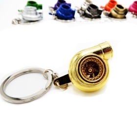 Llavero Coche Movimiento real TURBINA A HELICE Dorado en metal IDEA REGALO