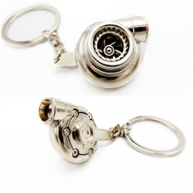 Llavero Coche Movimiento real TURBINA A HELICE Cromado en metal IDEA REGALO