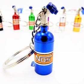 NOS Nitro Cylinder STORAGE Car Keyring Pill Box Hide Precious Blue Metal GIFT IDEA