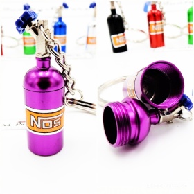 NOS Nitro Cylinder STORAGE Car Keyring Pill Box Hide Precious Purple Metal GIFT IDEA