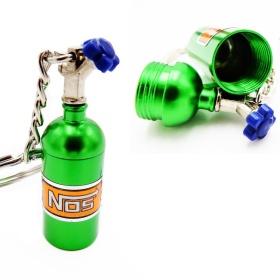 NOS Nitro Cylinder STORAGE Car Keyring Pill Box Hide Precious Green Metal GIFT IDEA