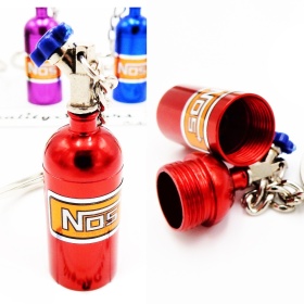 NOS Nitro Cylinder STORAGE Car Keyring Pill Box Hide Precious Red Metal GIFT IDEA