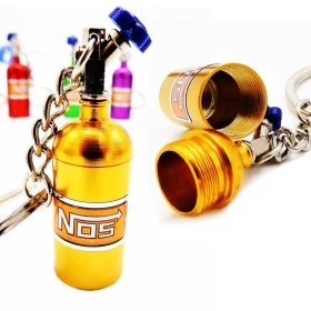 Llavero Coche Botella Bombona NOS Nitro Contenedor Porta Píldora Oculta Preciosos Dorado en Metal IDEA REGALO