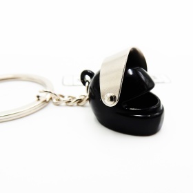 Keychain Motorcycle Scooter Full Face Helmet with Openable Visor, Black Metal, GIFT IDEA