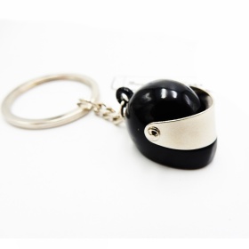 Keychain Motorcycle Scooter Full Face Helmet with Openable Visor, Black Metal, GIFT IDEA