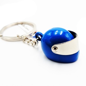 Keychain Motorcycle Scooter Full Face Helmet with Openable Visor, Blue Metal, GIFT IDEA