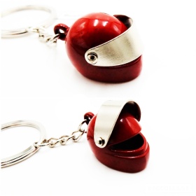 Keychain Motorcycle Scooter Full Face Helmet with Openable Visor, Red Metal, GIFT IDEA