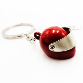 Keychain Motorcycle Scooter Full Face Helmet with Openable Visor, Red Metal, GIFT IDEA