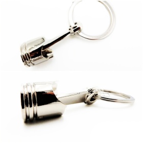 Car Keychain ENGINE PISTON Real Movement Chromed in Metal Keyring GIFT IDEA