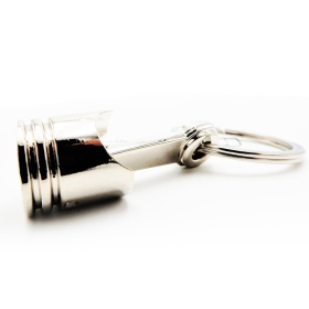 Car Keychain ENGINE PISTON Real Movement Chromed in Metal Keyring GIFT IDEA