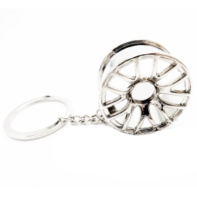 Llavero para Coche RUEDA DE ALEACIÓN CROMADA en Metal IDEA DE REGALO