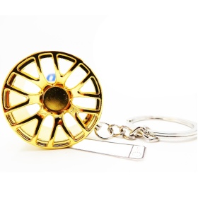Llavero para Coche RUEDA DE ALEACIÓN Dorado en Metal IDEA DE REGALO