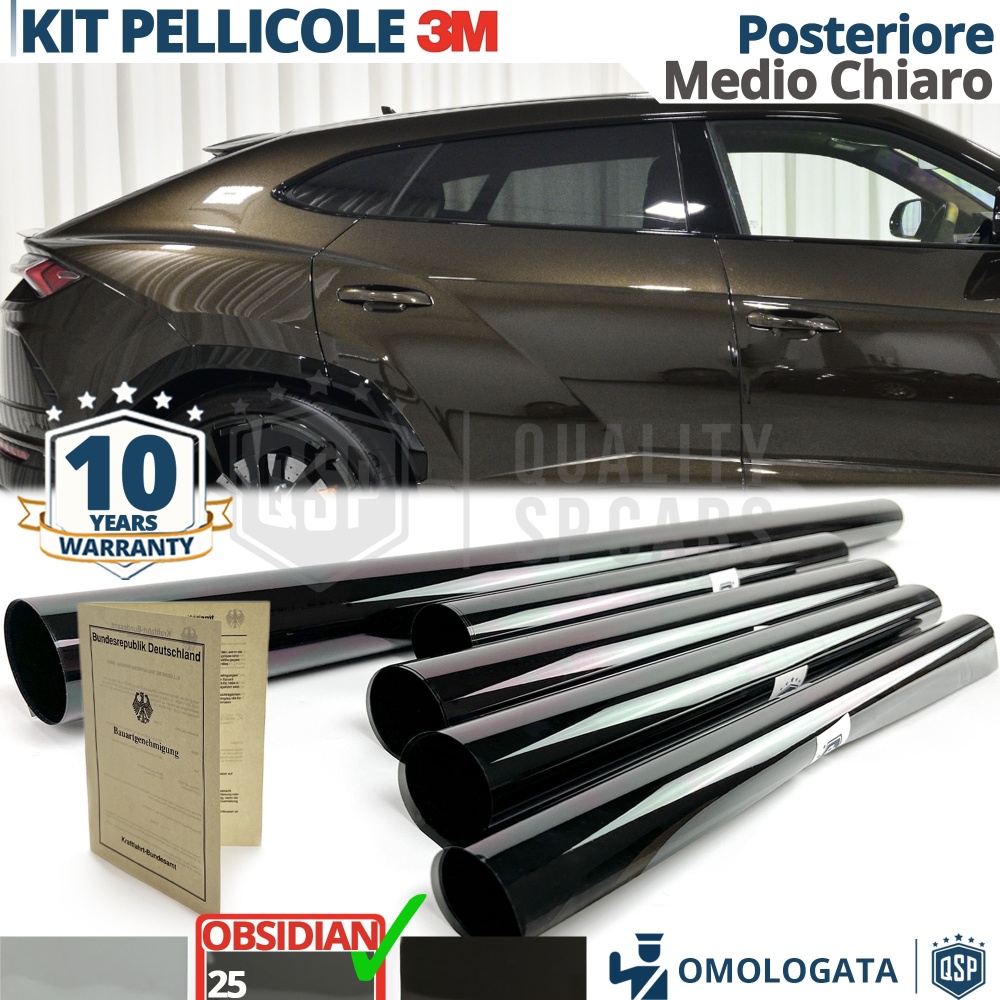Pellicola Oscurante 3M Vetri POSTERIORI per DR 7.0 Omologata | OBSIDIAN 25 MEDIO CHIARO