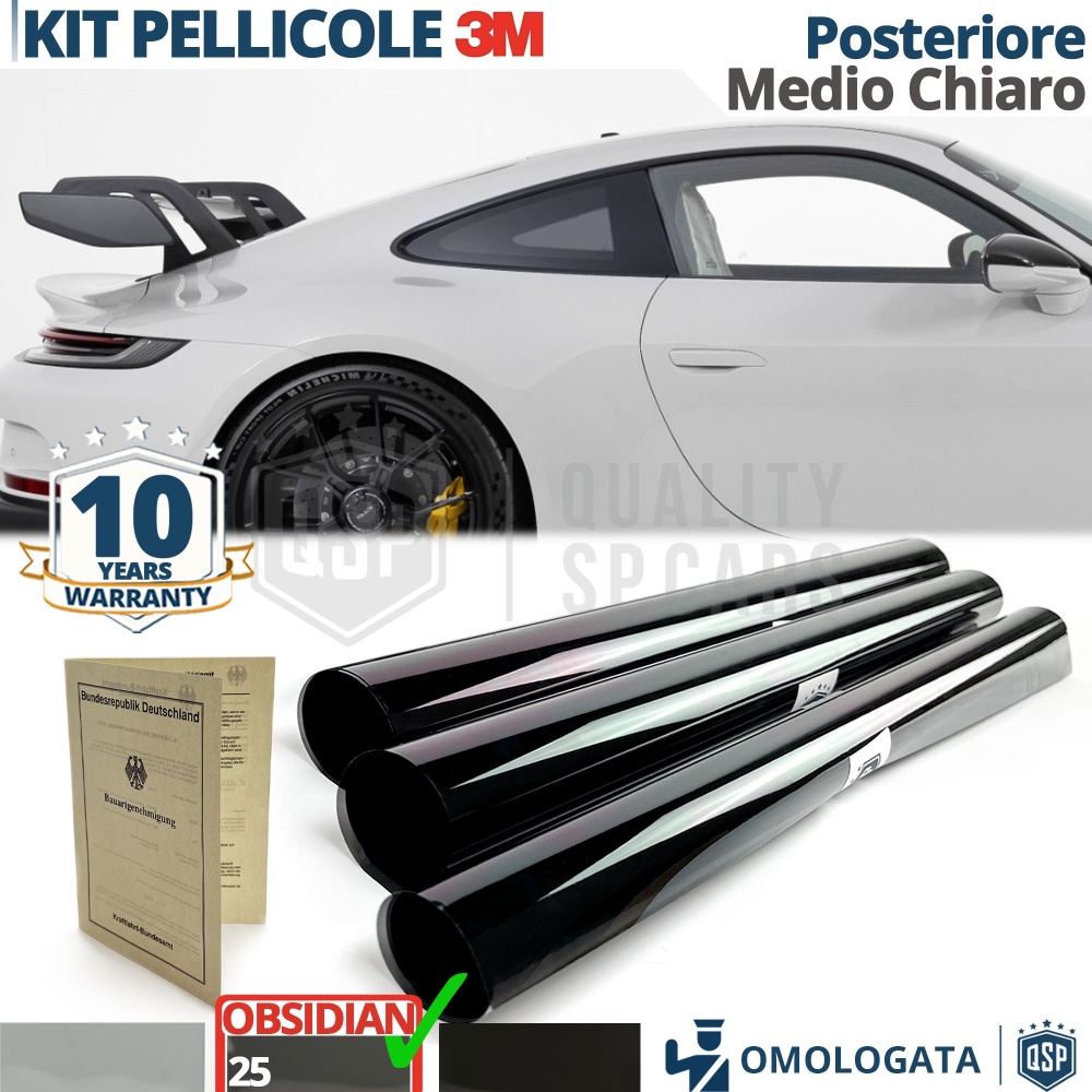 Pellicola Oscurante 3M Vetri POSTERIORI per Opel Tigra Omologata | OBSIDIAN 25 MEDIO CHIARO