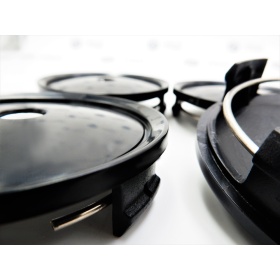 X4 TAPAS 75mm, tapabujes de ABS negro de Calidad PARA centro de llantas de aleación Mercedes Clase A, B, C, E, S, SL, SLK, ML, GL, GLA, GLK, GLS, CLA, CLS, CLK
