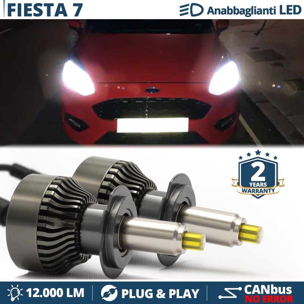 Kit LED H7 para FORD FIESTA MK7 Luces de Cruce | Bombillas Led Canbus 6500K 12000LM