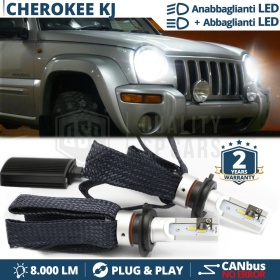 Kit Luci LED H4 per JEEP CHEROKEE KJ Anabbaglianti + Abbaglianti CANbus | 6500K Bianco Ghiaccio