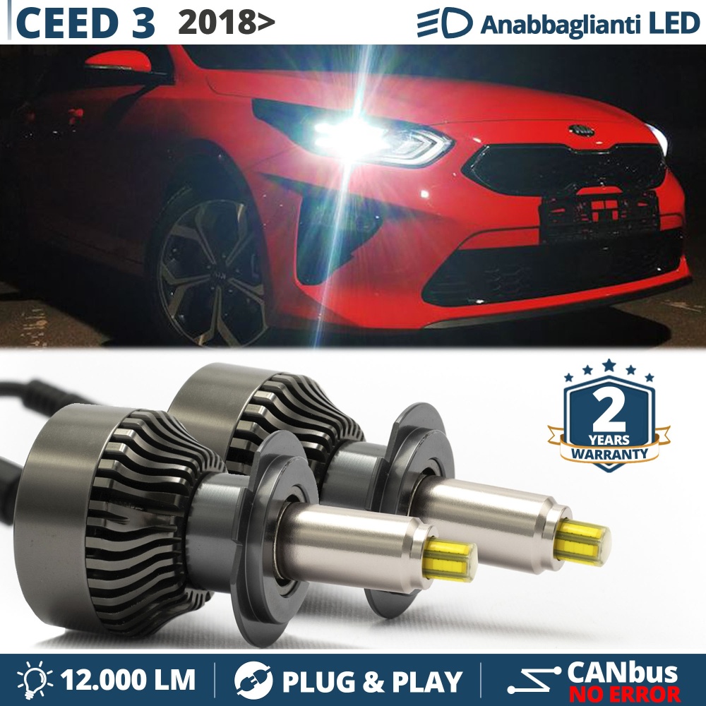 Lampade LED H7 per Kia Ceed 3 Luci Bianche Anabbaglianti CANbus | 6500K 12000LM