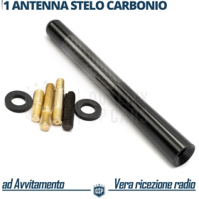Universal Screw Aerial Antenna 12 CM Carbon Fiber REAL AM-FM-DAB Radio Reception