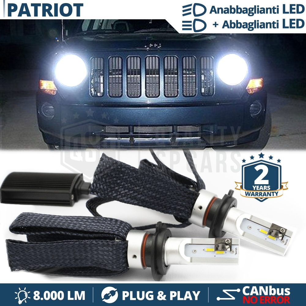 Kit LED H4 para JEEP PATRIOT Luces de Cruce + Carretera | 6500K 8000LM CANbus