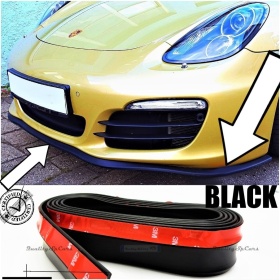 SPOILER Alerón Adhesivo Compatible con PORSCHE, LABIO parachoques LIP o Faldones Laterales en EPDM NEGRO flexible