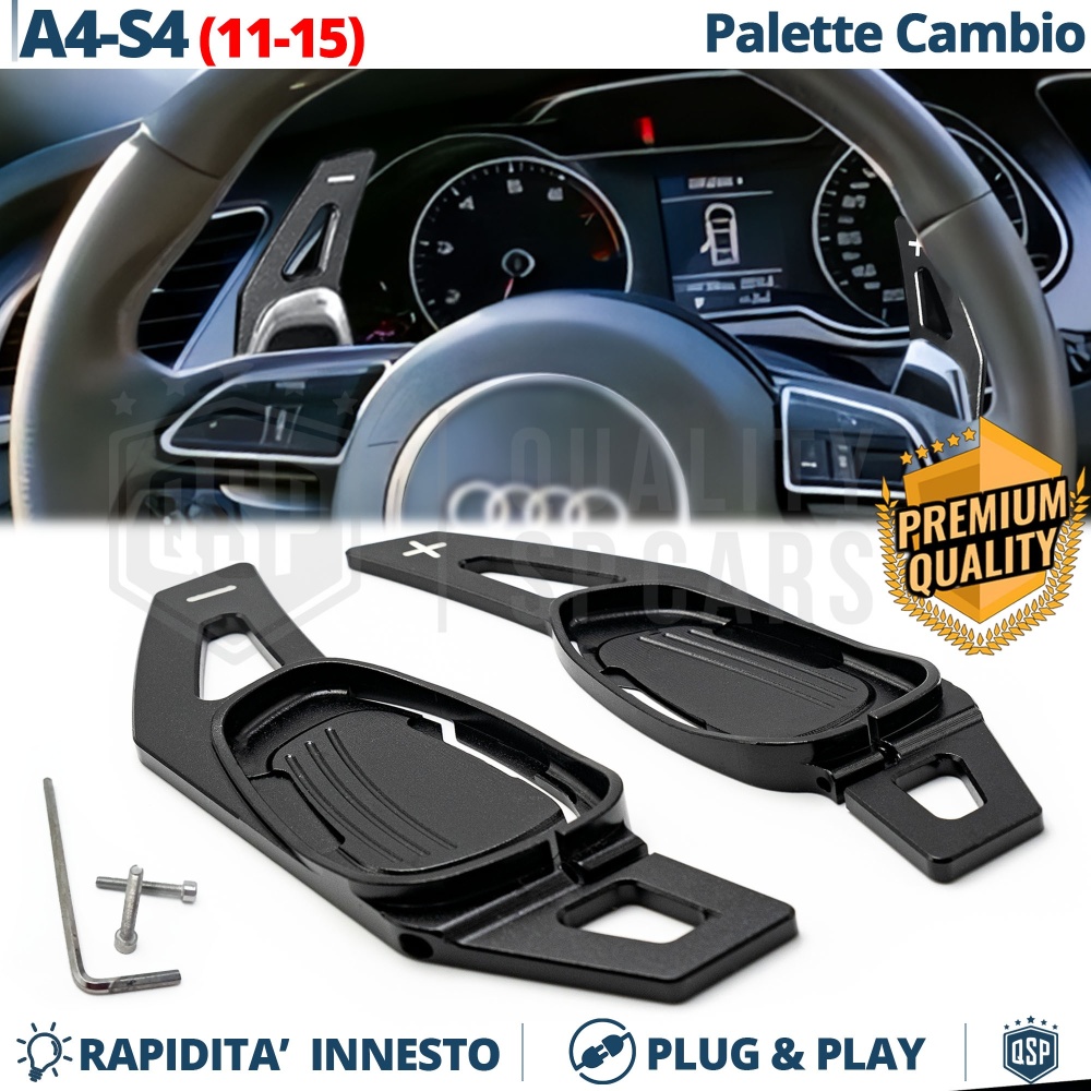 2 Levas de Volante para AUDI A4, S4 (B8) 11-15 | Levas de Cambio en Aluminio Negro Anodizado 2 Levas de Volante para AUDI A4, S4 (B8) 11-15 | Levas de Cambio en Aluminio Negro Anodizado