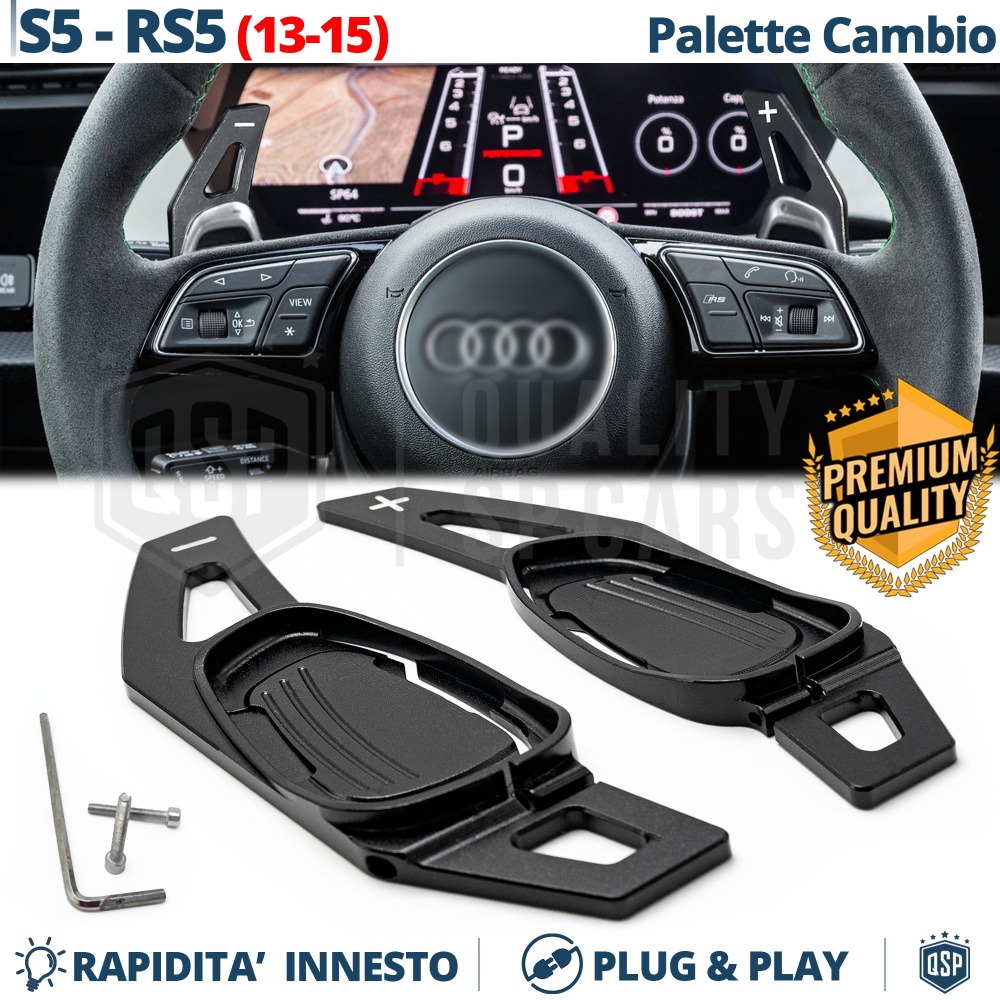 2 Levas de Volante para AUDI S5, RS5 (8T) 13-16 | Levas de Cambio en Aluminio Negro Anodizado 2 Levas de Volante para AUDI S5, RS5 (8T) 13-16 | Levas de Cambio en Aluminio Negro Anodizado