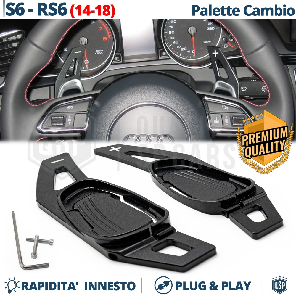 2 Levas de Volante para AUDI S6, RS6 (C7) 14-18 | Levas de Cambio en Aluminio Negro Anodizado 2 Levas de Volante para AUDI S6, RS6 (C7) 14-18 | Levas de Cambio en Aluminio Negro Anodizado