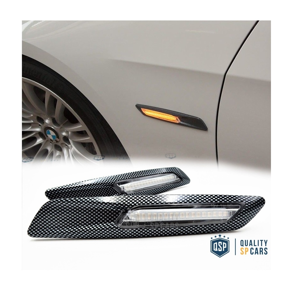 2 Intemitentes LED para BMW Serie 1 3 5 100% CANBUS Sin Errores Estructura en ABS Carbon + Lente Blanca 2 Intemitentes LED para BMW Serie 1 3 5 100% CANBUS Sin Errores Estructura en ABS Carbon + Lente Blanca