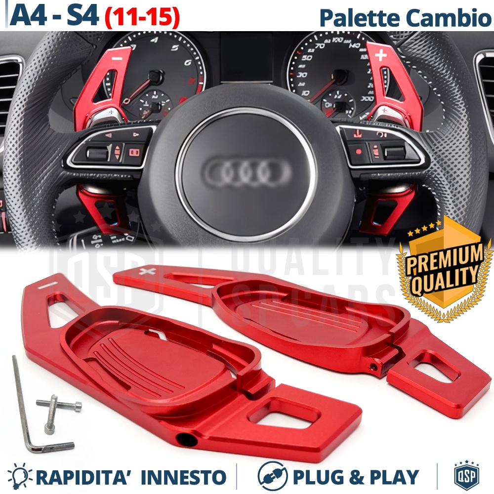 2 Levas de Volante para AUDI A4, S4 (B8) 11-15 | Levas de Cambio en Aluminio Rojo Anodizado 2 Levas de Volante para AUDI A4, S4 (B8) 11-15 | Levas de Cambio en Aluminio Rojo Anodizado