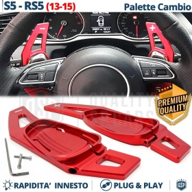 2 Palettes au Volant pour AUDI S5, RS5 (8T) 13-16 | Extension Palettes Aluminium Rouge Anodisé