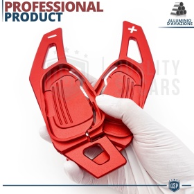 2 Palettes au Volant pour AUDI S5, RS5 (8T) 13-16 | Extension Palettes Aluminium Rouge Anodisé