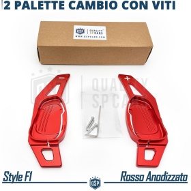 2 Palettes au Volant pour AUDI S5, RS5 (8T) 13-16 | Extension Palettes Aluminium Rouge Anodisé