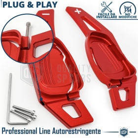 2 Palettes au Volant pour AUDI S5, RS5 (8T) 13-16 | Extension Palettes Aluminium Rouge Anodisé