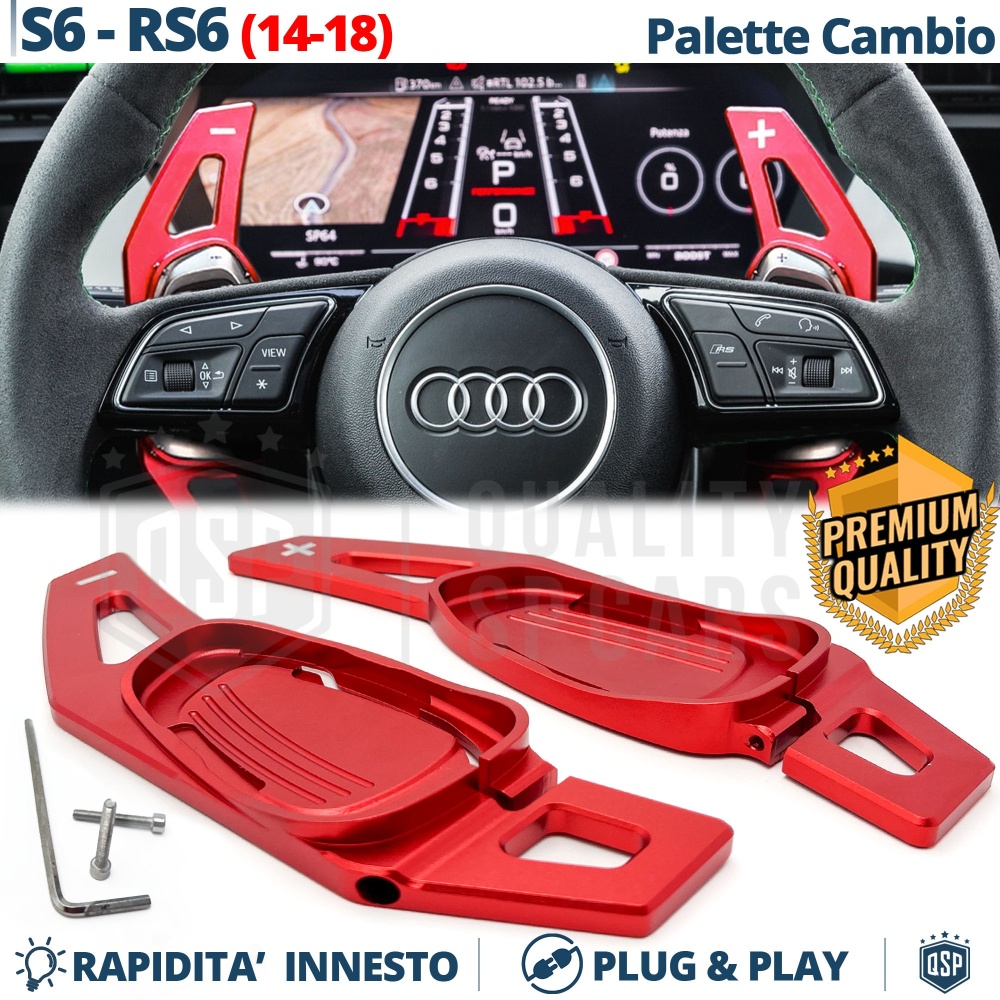 2 Levas de Volante para AUDI S6, RS6 (C7) 14-18 | Levas de Cambio en Aluminio Rojo Anodizado 2 Levas de Volante para AUDI S6, RS6 (C7) 14-18 | Levas de Cambio en Aluminio Rojo Anodizado