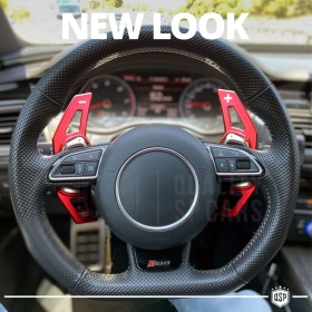 2 Levas de Volante para AUDI S6, RS6 (C7) 14-18 | Levas de Cambio en Aluminio Rojo Anodizado