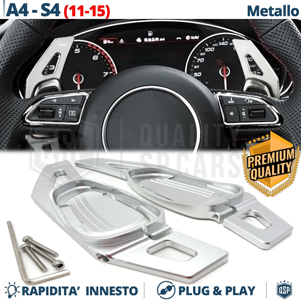 2 Levas de Volante para AUDI A4, S4 (B8) 11-15 | Levas de Cambio en Aluminio Silver Anodizado 2 Levas de Volante para AUDI A4, S4 (B8) 11-15 | Levas de Cambio en Aluminio Silver Anodizado
