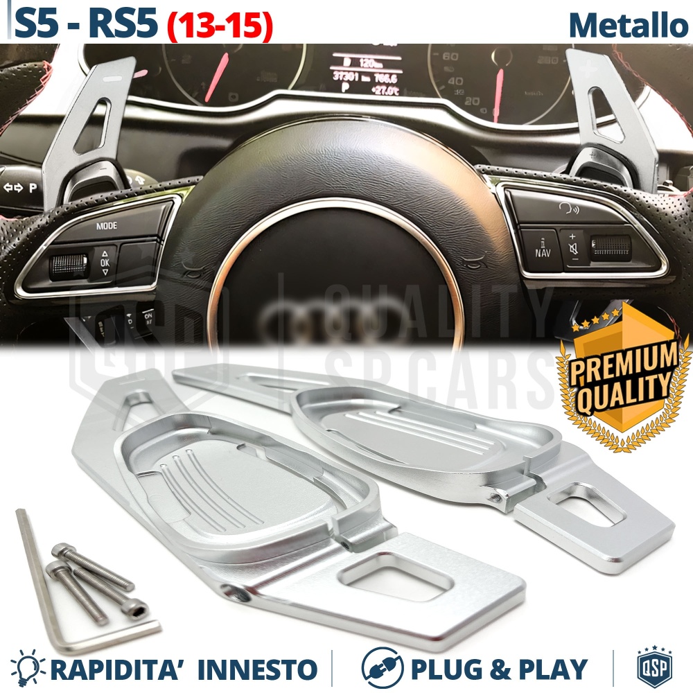 2 Levas de Volante para AUDI S5, RS5 (8T) 13-16 | Levas de Cambio en Aluminio Silver Anodizado 2 Levas de Volante para AUDI S5, RS5 (8T) 13-16 | Levas de Cambio en Aluminio Silver Anodizado