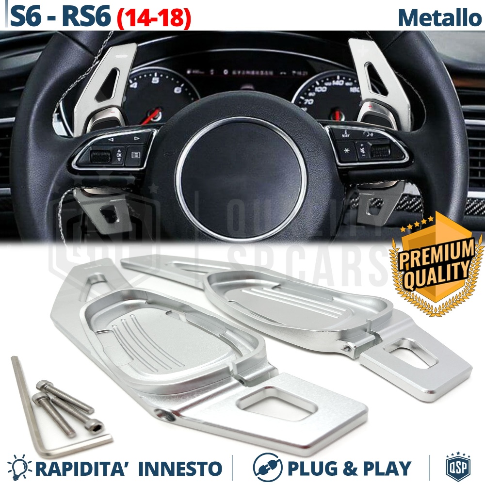 2 Levas de Volante para AUDI S6, RS6 (C7) 14-18 | Levas de Cambio en Aluminio Silver Anodizado 2 Levas de Volante para AUDI S6, RS6 (C7) 14-18 | Levas de Cambio en Aluminio Silver Anodizado