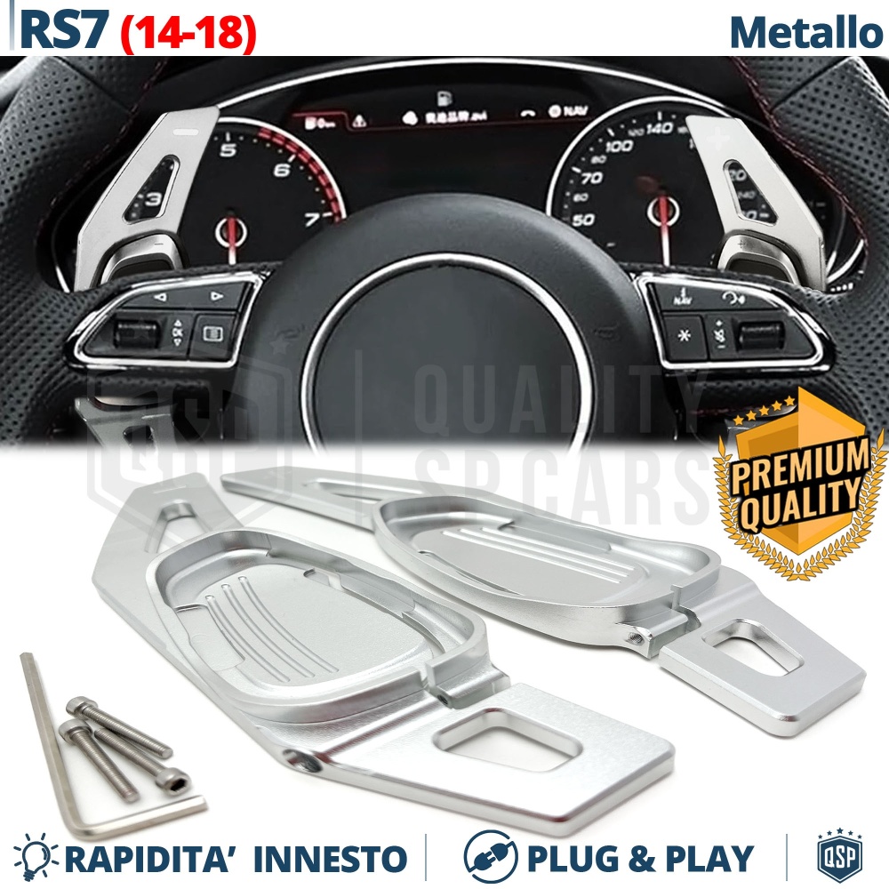 2 PALETTE Cambio al Volante per AUDI RS7 (C7) 14-18 | Leve Paddle Alluminio Silver Anodizzato 2 PALETTE Cambio al Volante per AUDI RS7 (C7) 14-18 | Leve Paddle Alluminio Silver Anodizzato