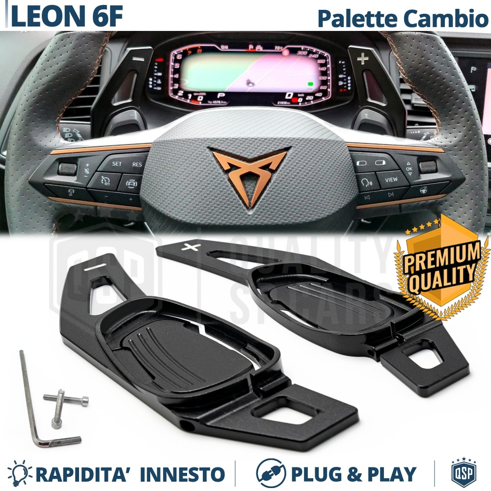 2 Levas de Volante para Cupra Leon | Levas de Cambio en Aluminio Negro 2 Levas de Volante para Cupra Leon | Levas de Cambio en Aluminio Negro