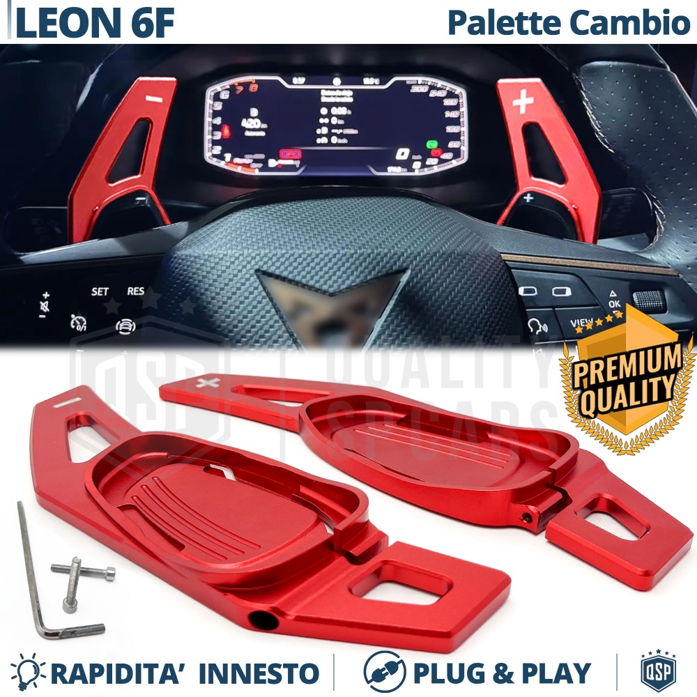 2 Levas de Volante para Cupra Leon | Levas de Cambio en Aluminio Rojo 2 Levas de Volante para Cupra Leon | Levas de Cambio en Aluminio Rojo