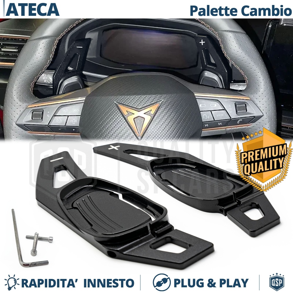 2 Levas de Volante para Cupra Ateca | Levas de Cambio en Aluminio Negro 2 Levas de Volante para Cupra Ateca | Levas de Cambio en Aluminio Negro