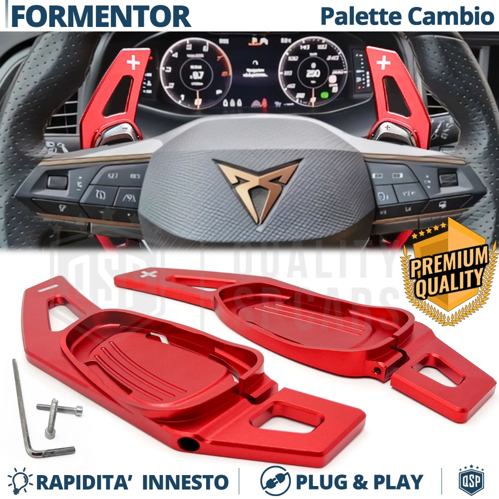 2 Levas de Volante para Cupra Formentor | Levas de Cambio en Aluminio Rojo 2 Levas de Volante para Cupra Formentor | Levas de Cambio en Aluminio Rojo