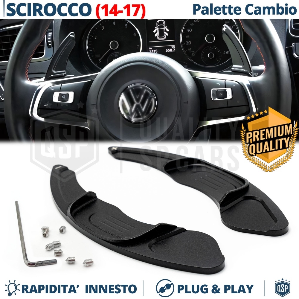 2 Steering Wheel Paddle Shift for VOLKSWAGEN Scirocco 3 14-17 | Black Aluminum Paddle Shifters